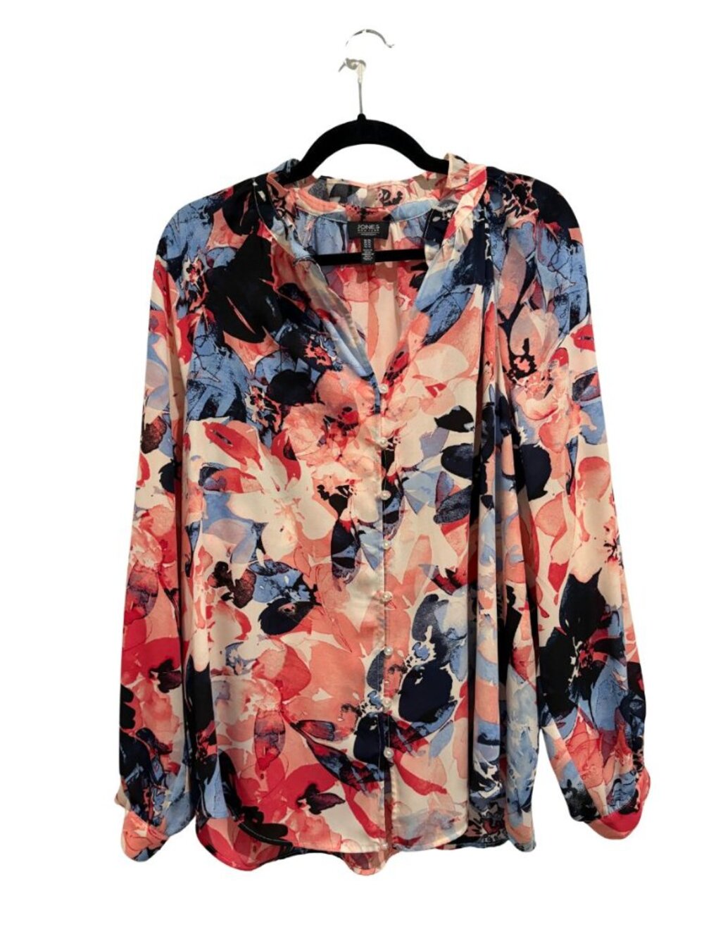 Jones New York Signature Floral Sheer Blouse XL